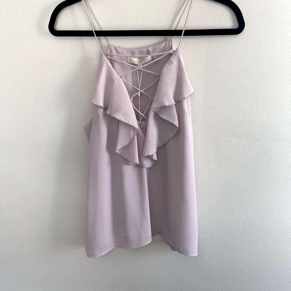 WAYF Light Purple Lace-Up Ruffle Cami Size M NWT!
